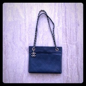 Navy Chanel Crossbody in Pebbled Caviar
